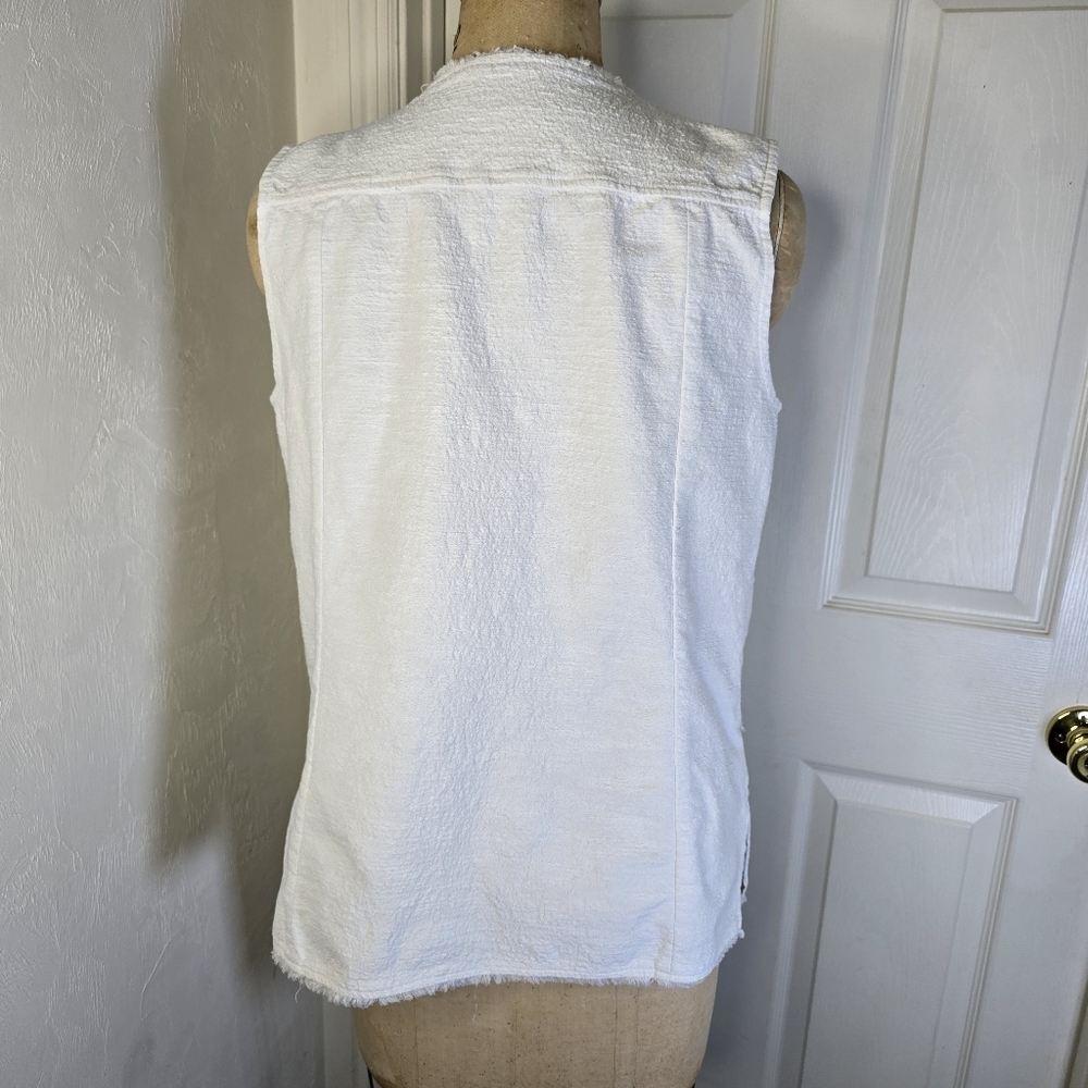 White Attyre Womens Fray Edge Sleeveless Pockets Vest 12 - Picture 6 of 8